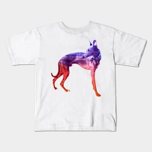 Purple & Red Waves Whippet Kids T-Shirt
